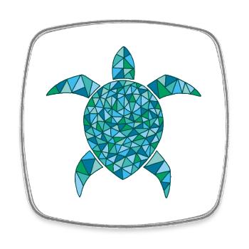 Tortue mosaïque bleue - Magnet carré - blanc - Devant