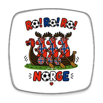 Norway Football Fan Cute Viking Moose Norge Soccer - Square fridge magnet - white - Front