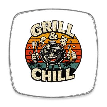 Grill & Chill Retro Sunset - Magnet carré - blanc - Devant