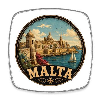 Motif de voyage vintage maltais - Magnet carré - blanc - Devant