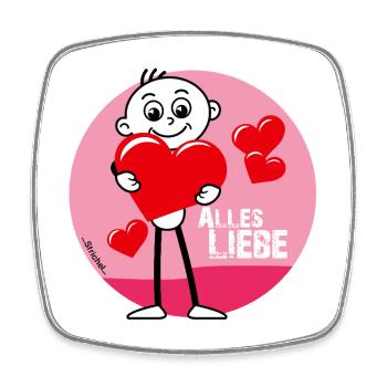 Alles Liebe Herzheld  - Viereckiger Kühlschrankmagnet - Weiß - Vorne