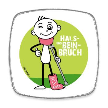 Hals und Beinbruch - Genesungs Wünsche  - Viereckiger Kühlschrankmagnet - Weiß - Vorne