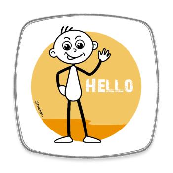 „Hello“ Strichel  - Viereckiger Kühlschrankmagnet - Weiß - Vorne