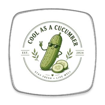 Autocollant Logo Cool comme le Concombre - Magnet carré - blanc - Devant