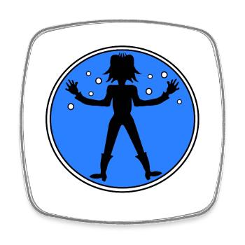 Underwater silhouette with bubbles - Square fridge magnet - white - Front