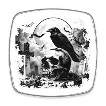 Corbeau sur la Tombe de la Nuit - Magnet carré - blanc - Devant