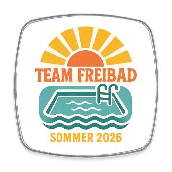 Team Freibad Sommer 2026 - Viereckiger Kühlschrankmagnet - Weiß - Vorne