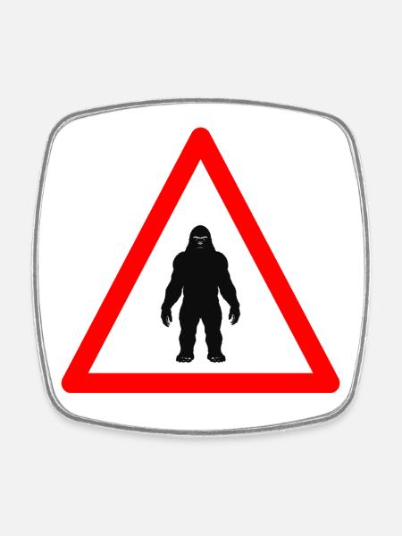 Vorsicht, Sasquatch voraus - Viereckiger Kühlschrankmagnet - Weiß