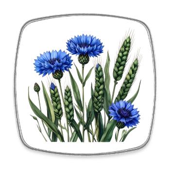 Motif des champs de bleuets - Magnet carré - blanc - Devant