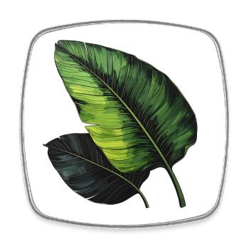 Art Feuille Tropicale Vert Noir - Magnet carré - blanc - Devant