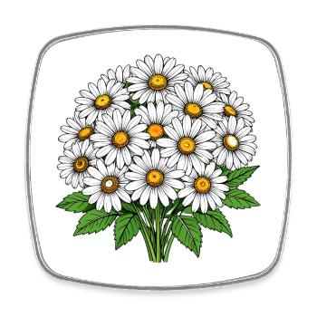 Bouquet de marguerites blanches de jardin - Magnet carré - blanc - Devant