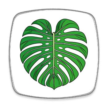 Monstera Leaf Heart Pattern - Square fridge magnet - white - Front