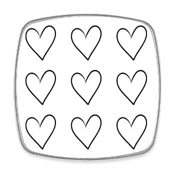 Black Heart Pattern | Minimal Design - Viereckiger Kühlschrankmagnet - Weiß - Vorne