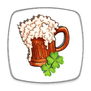 Bierkrug und Kleeblatt Design - Viereckiger Kühlschrankmagnet - Weiß - Vorne