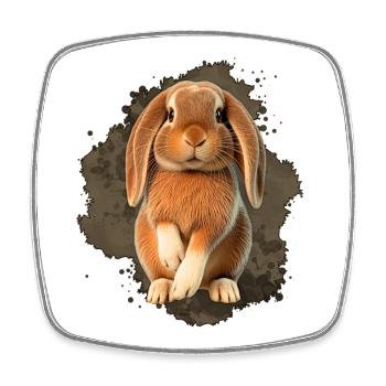 Kuschelbunny Illustration im Aquarellstil - Viereckiger Kühlschrankmagnet - Weiß - Vorne