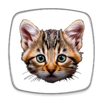Cat head, cute animal motifs - Square fridge magnet - white - Front