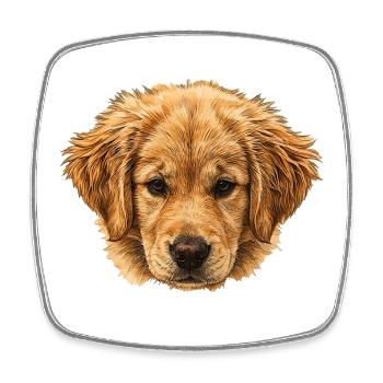 Portrait de Golden Retriever, Doggy - Magnet carré - blanc - Devant