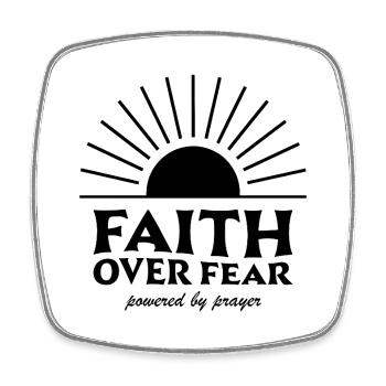 Faith over fear - Square fridge magnet - white - Front