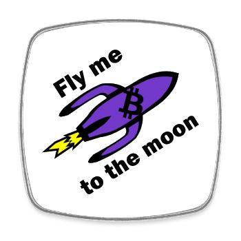 Bitcoin Rakete Violett - Viereckiger Kühlschrankmagnet - Weiß - Vorne