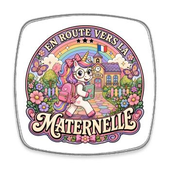 Licorne Mignonne Rentrée Scolaire Maternelle - Magnet carré - blanc - Devant