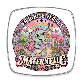 Dinosaure Rentrée Scolaire Maternelle - Magnet carré - blanc - Devant