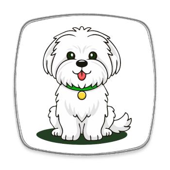 Petit Chiot Maltais (bande dessinée) - Magnet carré - blanc - Devant