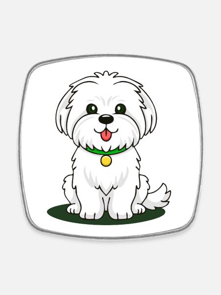 Little Maltese Puppy (comic) - Square fridge magnet - white
