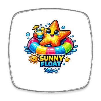 Sun star in water fun - Square fridge magnet - white - Front