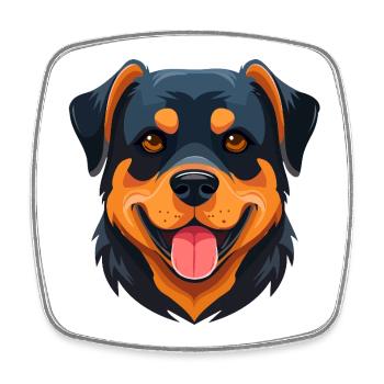 Rottweiler (comic portrait) - Square fridge magnet - white - Front