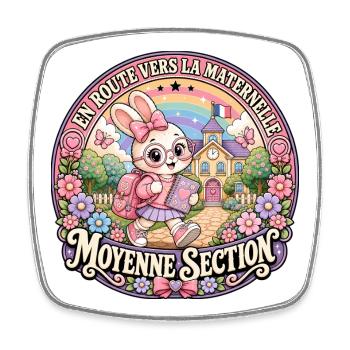 Lapin Maternelle Moyenne Section Fille - Magnet carré - blanc - Devant