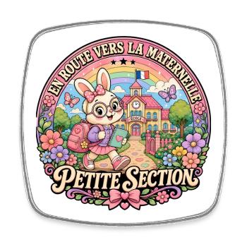 Lapin Rentrée Maternelle Petite Section - Magnet carré - blanc - Devant