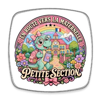Dinosaure Maternelle Petite Section Fille - Magnet carré - blanc - Devant