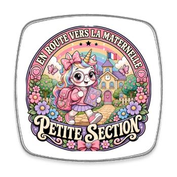 Licorne Maternelle Petite Section Fille - Magnet carré - blanc - Devant