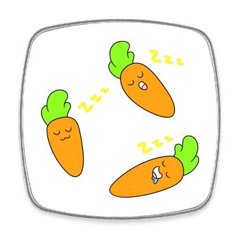 Carrot sleeping face - Square fridge magnet - white - Front