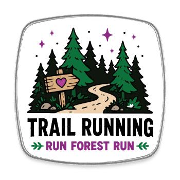 Course en sentier - Run Forest Run - Magnet carré - blanc - Devant