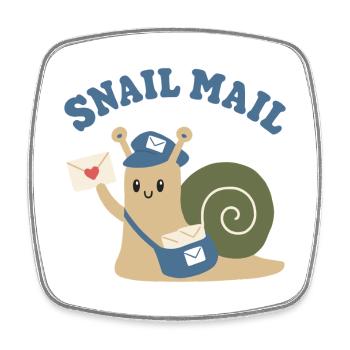 Snail Mail Funny Postman Cute Mail Carrier - Square fridge magnet - white - Front