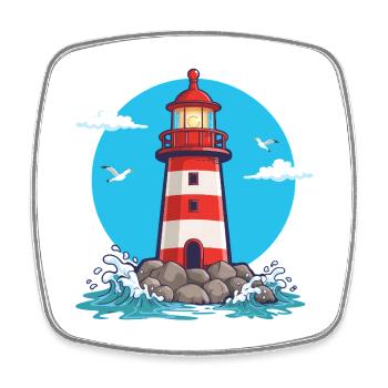 Phare - Maritime, Mer, Côte, Mer du Nord, Hope - Magnet carré - blanc - Devant