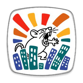 Rat horreur coloré - Magnet carré - blanc - Devant