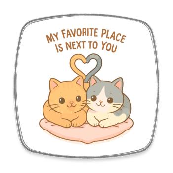 Cat Couple Heart: My Favorite Place - Square fridge magnet - white - Front