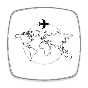 T-shirt Travel World Map Airplane - Viereckiger Kühlschrankmagnet - Weiß - Vorne