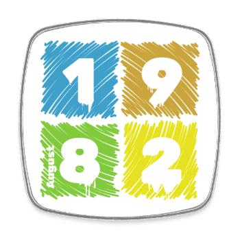 44. Écussons de Farbige du Geburtstag depuis 08/1982 - Magnet carré - blanc - Devant