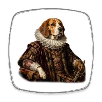 Noble Beagle in Renaissance costume - Square fridge magnet - white - Front
