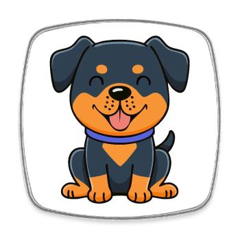 Kleiner Rottweiler (Comic) - Viereckiger Kühlschrankmagnet - Weiß - Vorne