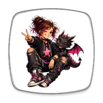 Courage, imagination and a friendship - Square fridge magnet - white - Front