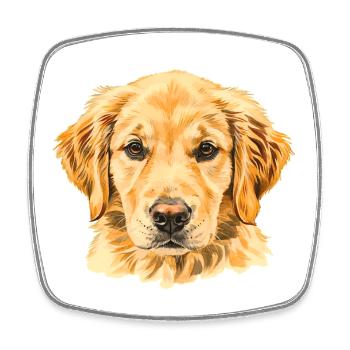 Golden Retriever aquarelle - Magnet carré - blanc - Devant
