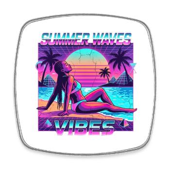 Retro summer vibes - Square fridge magnet - white - Front
