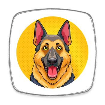 Shepherd Dog (Comic Portrait) - Square fridge magnet - white - Front