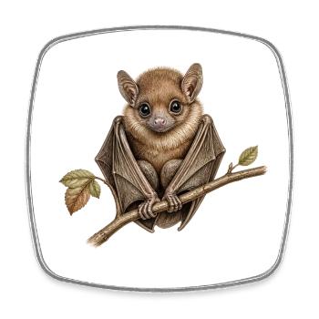 Fledermausillustration (Chiroptera sp.) - Viereckiger Kühlschrankmagnet - Weiß - Vorne