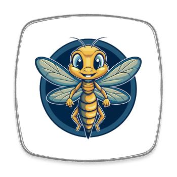 Dragonfly Kawaii Maskottchen Cartoon Clipart Logo Abzeichen - Viereckiger Kühlschrankmagnet - Weiß - Vorne