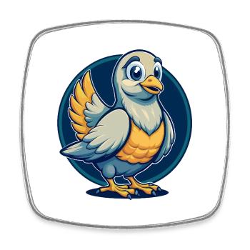 Mascotte de Dove Kawaii Logo clipart du personnage de dessin animé - Magnet carré - blanc - Devant